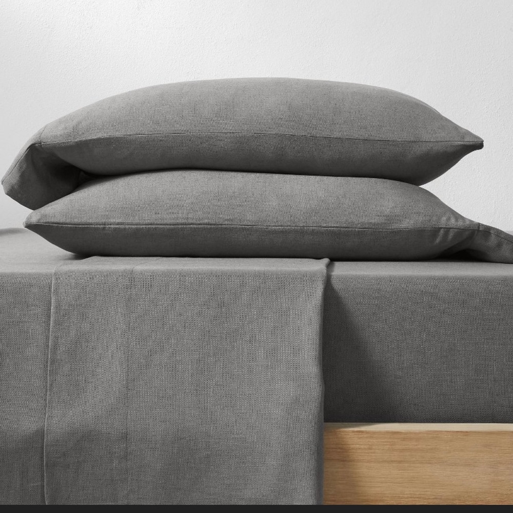 Casaluna linen blend sheet set Metal Gray Queen 4 pc deep pocket breathable NWT